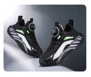 Detailed view of kids' breathable mesh sneakers with convenient rotary buckle