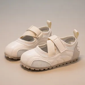Girls' ballet-style German army trainer sneakers with mesh panels and velcro straps
