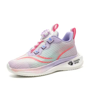Atmungsaktiver Sport-Sneaker für Jungen mit Drehverschluss und lila Farbverlauf-Design