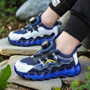 Chaussures de Basketball en Mesh Respirant Enfants Garçons Filles Boucle Rotative Sneakers Sportives Légères Antidérapantes