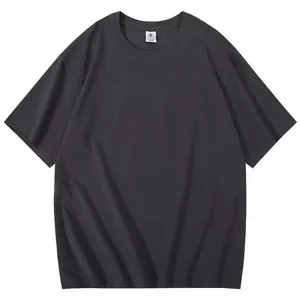 Ademend donkergrijs heren t-shirt van 100% katoen met korte mouwen voor de zomer
