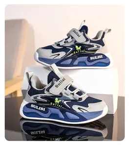 Zapatos deportivos de malla azul marino para niños con suelas antideslizantes