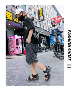 Stylish boys' black outdoor sandals with soft comfort soles for summer beach wear