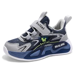 Zapatillas 2025 niños de malla transpirable con suela blanda antideslizante azul