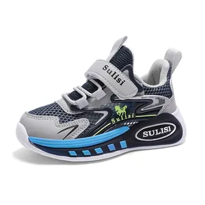 Zapatillas deportivas de malla transpirable para niños con suela gruesa antideslizante.