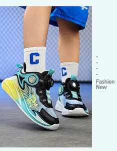 Atmungsaktive Kinder-Basketballschuhe mit Drehverschluss und Drachen-Design-Detail