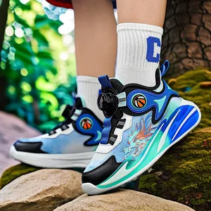 Kinder Basketballschuhe mit atmungsaktivem Mesh und Drehverschluss in Blau und Weiß
