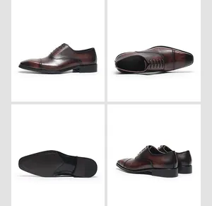 Zapatos Oxford clásicos para hombre en color marrón, puntera pulida, vista detallada