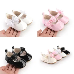 Baby Meisjes Prinses Mary Jane Eerste Loopschoentjes Lakleer PU Strik Antislip Zachte Zool Baby Bruiloft Feest Schoenen