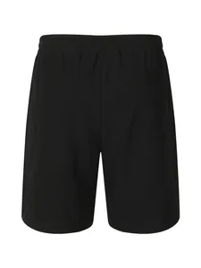 Black men's cotton linen casual shorts with elastic waist for summer beach wear