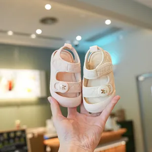 Soft-sole baby toddler sandals with quilted pattern and velcro strap for summer wear