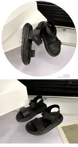 Sandales de sport noires pour enfants avec sangles velcro réglables et semelles antidérapantes