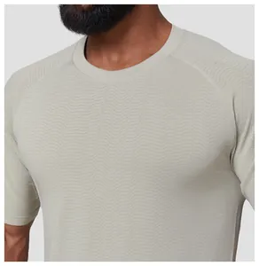 Close-up detail of seamless quick-dry sports T-shirt with special wavy texture