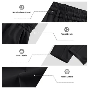 Vue macro détaillée du tissu, de la taille, de la poche et de l'ourlet du pantalon noir