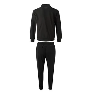 Vue arrière détaillée de l'ensemble de survêtement noir gaufré pour homme avec veste et pantalon