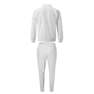 Vue arrière du survêtement en maille gaufrée blanche pour homme avec veste et pantalon