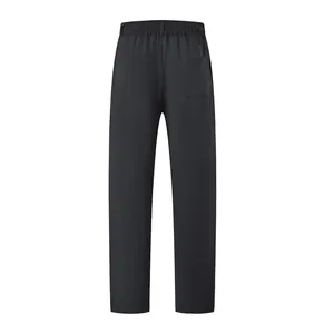Back view of black slim fit men's casual trousers featuring an elastic waistband and pocket