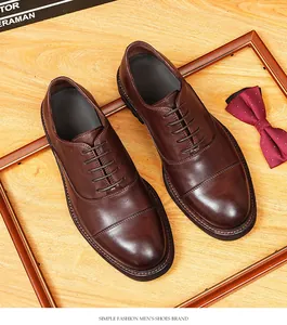 Vue détaillée de chaussures en cuir de cheval marron avec couture Goodyear