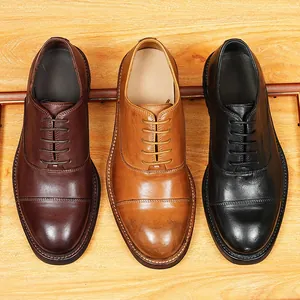 Chaussures richelieu vintage en cuir de cheval cousues Goodyear pour hommes de luxe