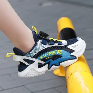 Boys Breathable Mesh Running Shoes Rotary Dial Fastening Lightweight Sport Sneakers For Kids Teens Outdoor Comfortable Athletic Footwear