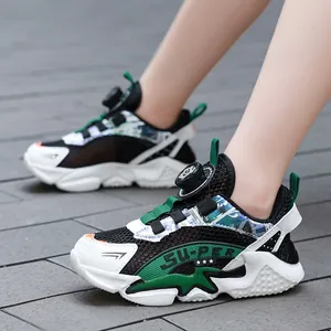 Breathable mesh children's running shoes with a modern quick-dial lacing system