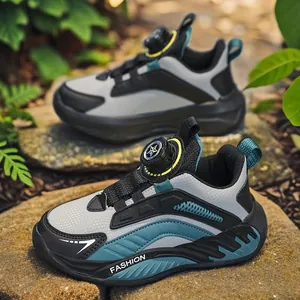 Zapatillas Casuales para Niños Hebilla Giratoria Transpirable Cuero Sintético Malla Zapatos Deportivos para Niños Antideslizantes Primavera Otoño