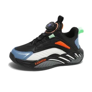 Zapatillas deportivas transpirables para niños con hebilla giratoria y suela resistente
