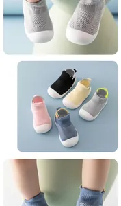Breathable mesh baby walker shoes in various colors with flexible soft rubber soles