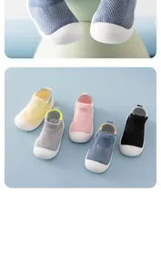 Breathable mesh toddler walking shoes with soft rubber soles in multiple colors