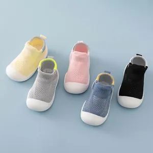 Breathable baby walking shoes with soft soles and mesh fabric in various vibrant colors