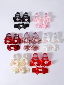 Colección de zapatos de princesa para bebé y diademas con lazo a juego en varios colores