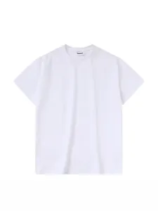 T-shirt blanc à col rond oversize à manches courtes, t-shirt basique de qualité.