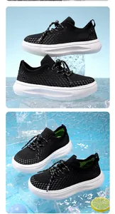 Detailansicht der atmungsaktiven schwarzen Mesh-Sneaker für Jungen mit dicker Sohle