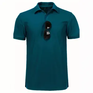 Klassisches, atmungsaktives Herren-Poloshirt mit kurzen Ärmeln in tiefem Blaugrün