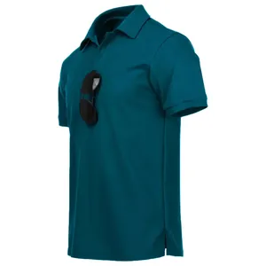 Dunkeltürkises, schnelltrocknendes Kurzarm-Polohemd für Herren, lässiger Outdoor-Stil.