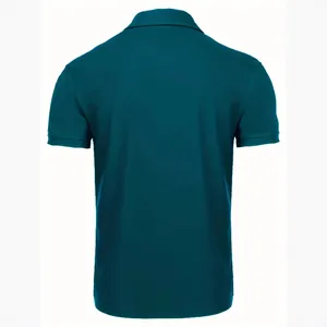 Rückansicht eines dunkelgrünen schnelltrocknenden atmungsaktiven Polo-Shirts für Herren