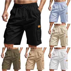 Collage of men's tactical cargo shorts showing various colors with side pockets