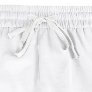 Detailed close-up showing the white cotton drawstring and elastic waistband of men's cargo shorts