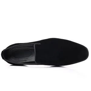 Mocasines clásicos de terciopelo negro para hombre con suela duradera y muy confortable