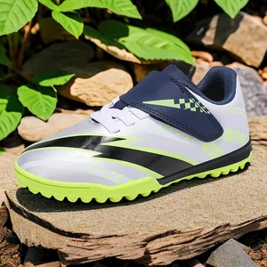 Professional kids TF turf soccer shoes with velcro strap for junior football training