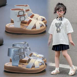 Sandali Romani a Tessitura Estiva per Ragazze Sandali da Principessa a Punta Chiusa Traspiranti per Bambini Pelle Sintetica Suola Morbida Scarpe da Spiaggia