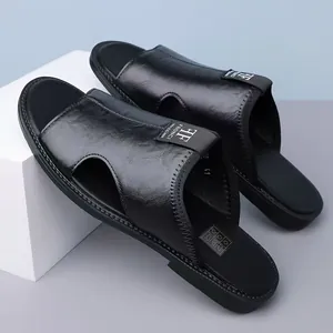 Men Casual Microfiber Leather Slides Breathable Non-slip Beach Sandals Large Size Outdoor Summer Comfort Slippers