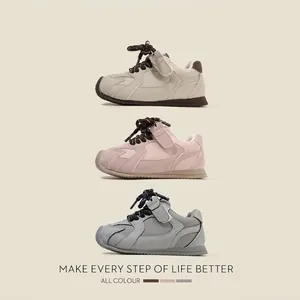 Zapatos de aprendizaje cómodos para bebés en beige rosa y gris para niños y niñas