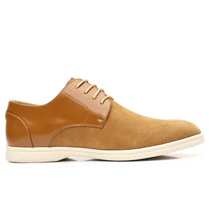 Eleganti scarpe stringate casual da uomo color tabacco con suola morbida e leggera