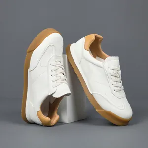 Classic men's white leather German Army Trainers with gum sole and soft leather upper