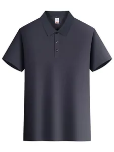 Polo clásico de manga corta para hombre fabricado en puro algodón gris oscuro estilo casual
