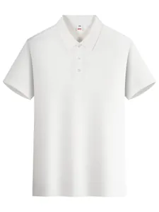 Polo clásico blanco de manga corta para hombre en puro algodón con vista plana profesional.