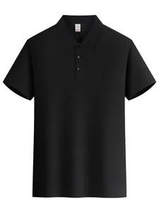 Polo clásico de algodón de manga corta para hombre en un acabado negro sólido profesional