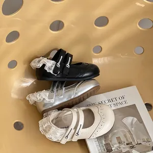 Élégantes chaussures de princesse en cuir pour filles avec dentelle et semelle souple