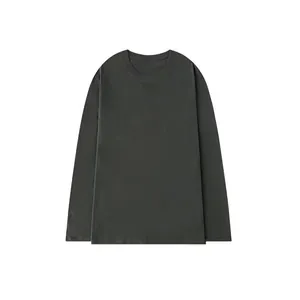 T-shirt à manches longues gris foncé en pur coton 200g au style minimaliste et épuré